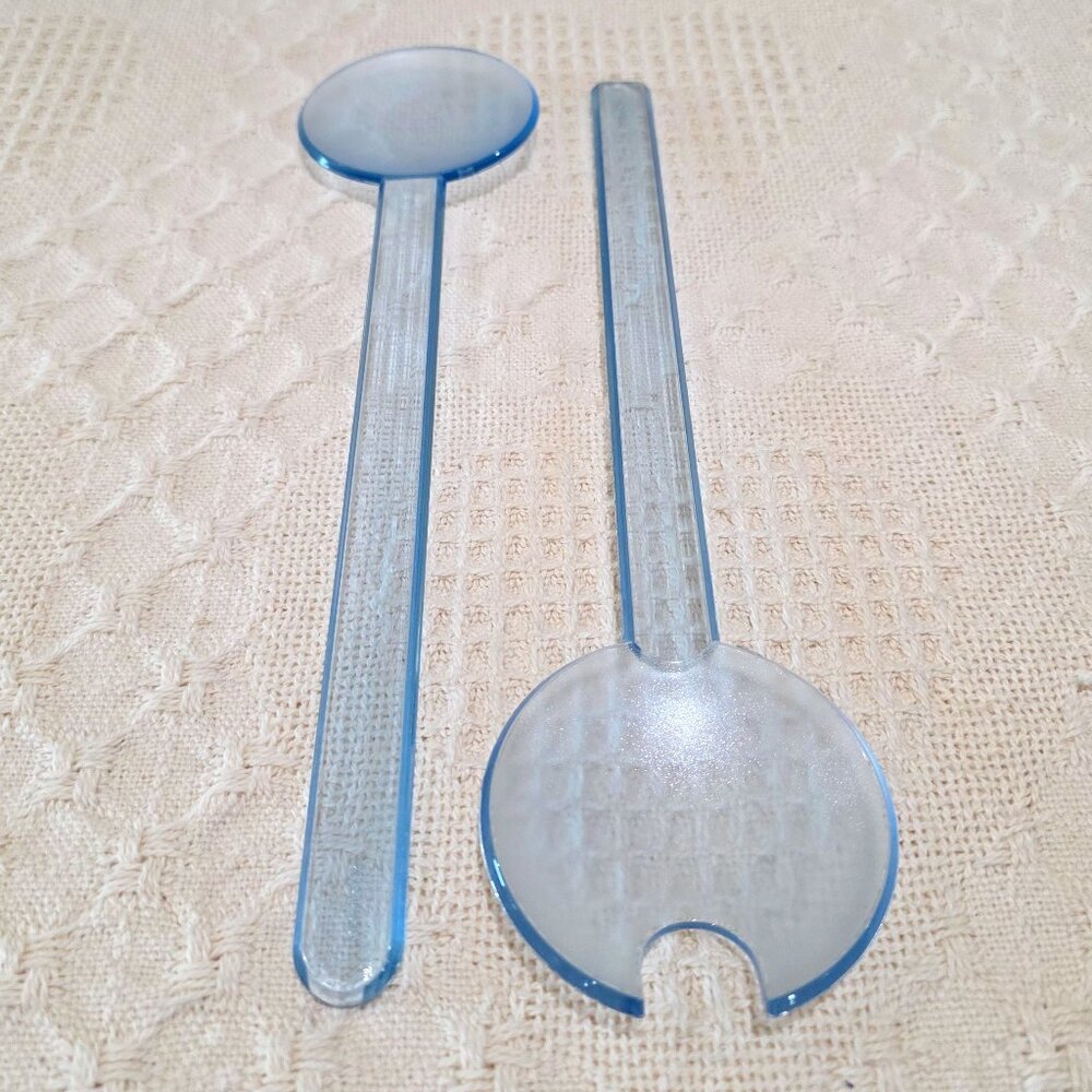Authentic Tupperware Preludio Watercolor Blue Acrylic Large Salad Serving Set